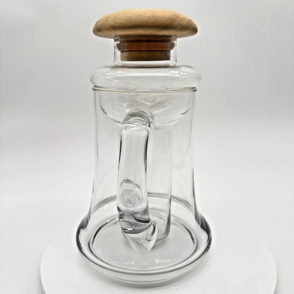 Vintage Glass Pitcher Decanter Ice Insert Cooling Water Wine Tea 9.75